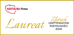 Certyfikat Złota Rzetelna Firma 2016